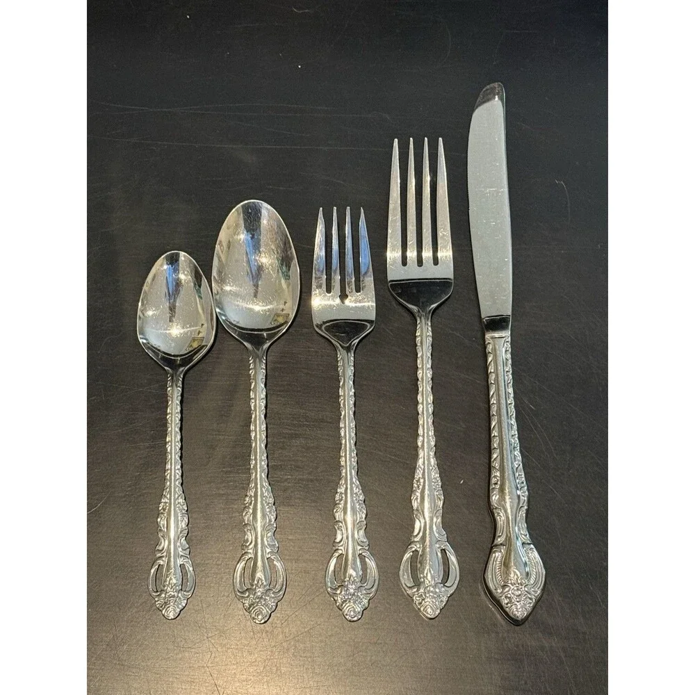 Wallace “ Countess ” 18/10 Stainless Steel Flatware Set Of 5 Spoon Fork Knife